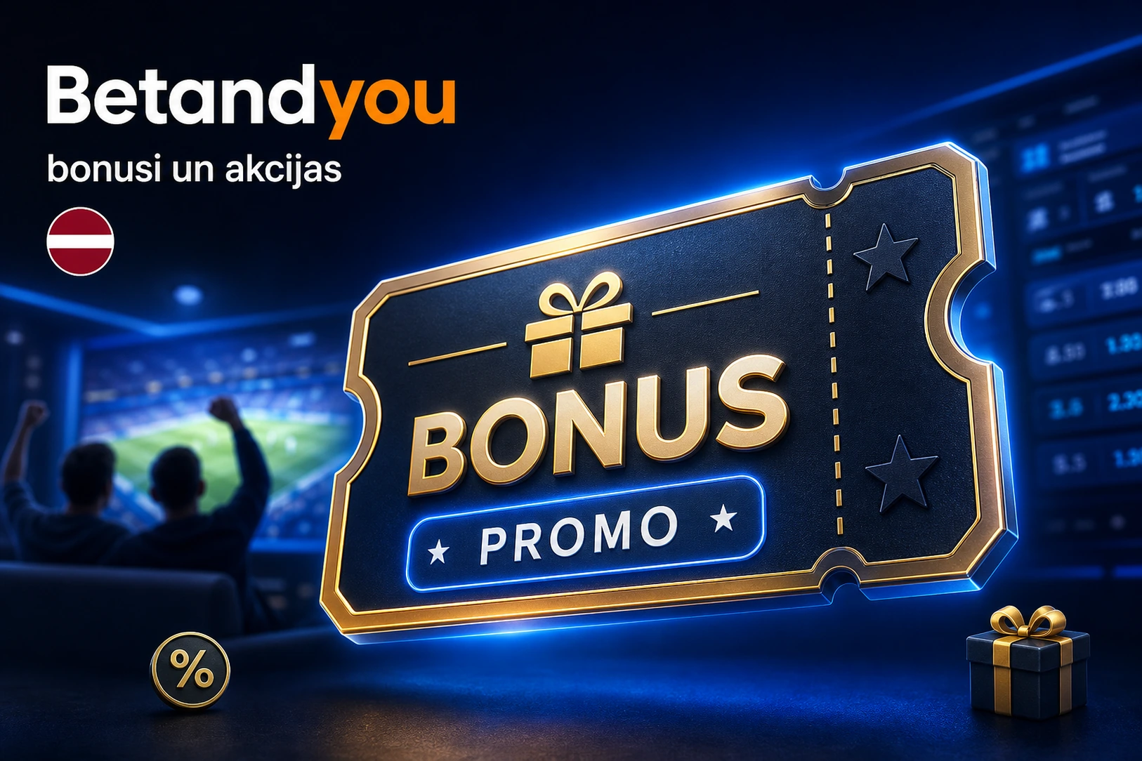 BetAndYou bonusa kupons ar sporta likmju spēles fonu